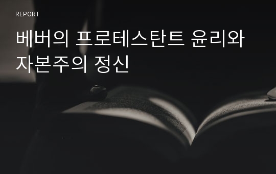 베버의 프로테스탄트 윤리와 자본주의 정신