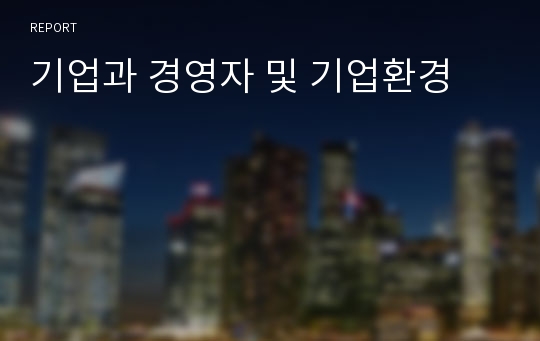 기업과 경영자 및 기업환경