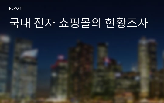 국내 전자 쇼핑몰의 현황조사