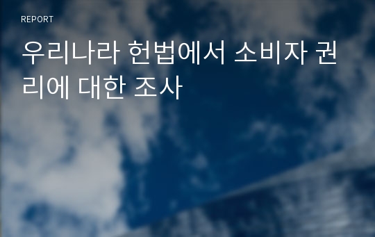 우리나라 헌법에서 소비자 권리에 대한 조사