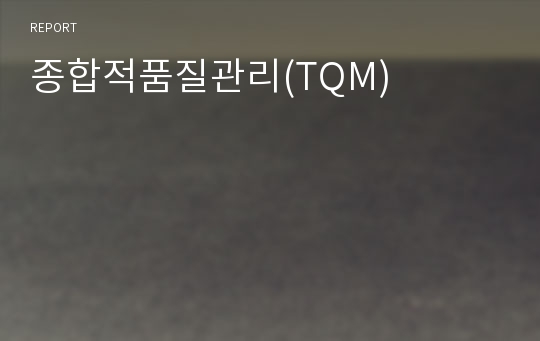 종합적품질관리(TQM)