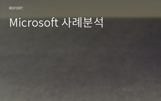 Microsoft 사례분석