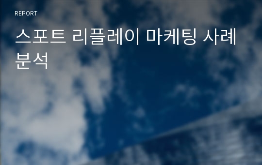 스포트 리플레이 마케팅 사례분석