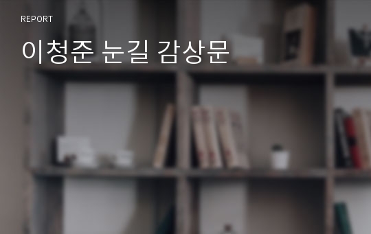 이청준 눈길 감상문