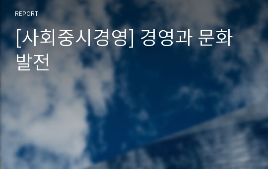 [사회중시경영] 경영과 문화 발전