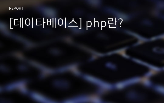 [데이타베이스] php란?