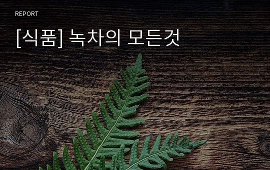 [식품] 녹차의 모든것