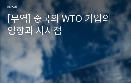[무역] 중국의 WTO 가입의 영향과 시사점