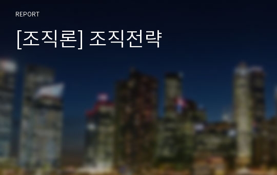 [조직론] 조직전략