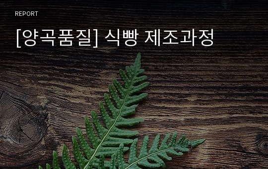 [양곡품질] 식빵 제조과정