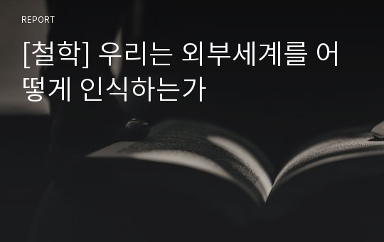 [철학] 우리는 외부세계를 어떻게 인식하는가