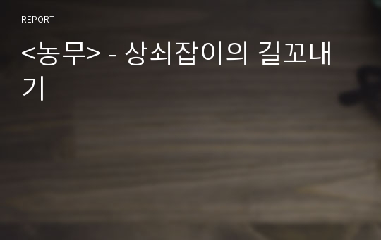 &lt;농무&gt; - 상쇠잡이의 길꼬내기