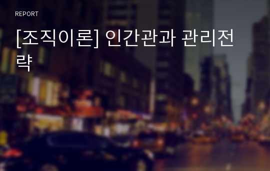 [조직이론] 인간관과 관리전략