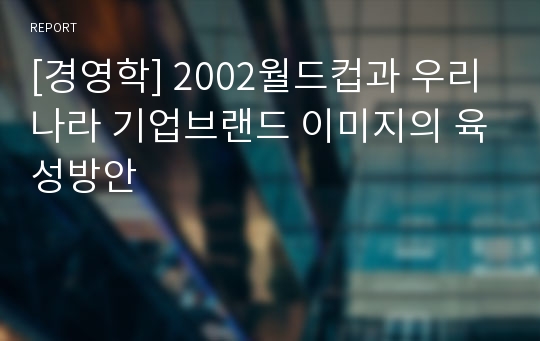 [경영학] 2002월드컵과 우리나라 기업브랜드 이미지의 육성방안