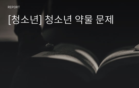 [청소년] 청소년 약물 문제