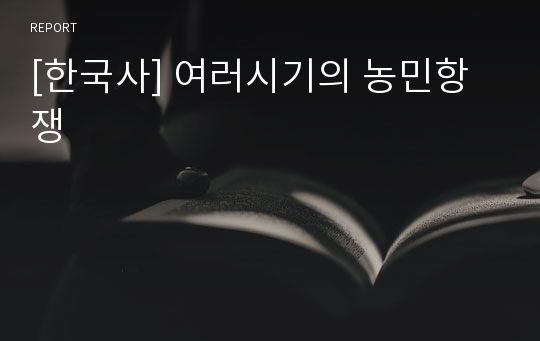 [한국사] 여러시기의 농민항쟁