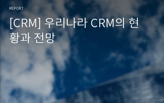 [CRM] 우리나라 CRM의 현황과 전망