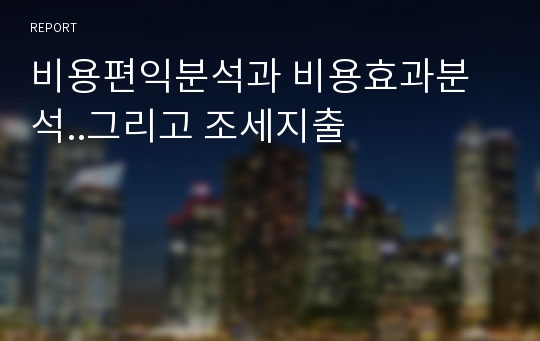 비용편익분석과 비용효과분석..그리고 조세지출