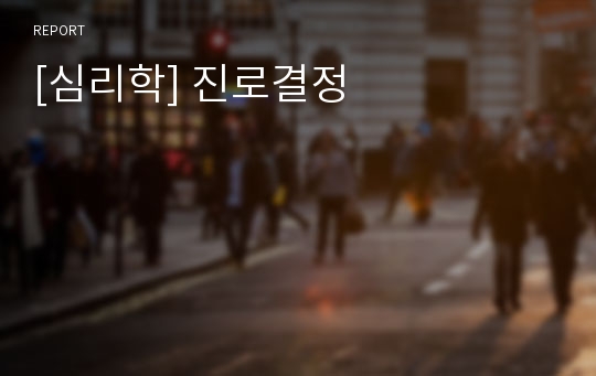 [심리학] 진로결정