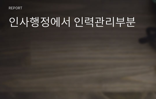 인사행정에서 인력관리부분