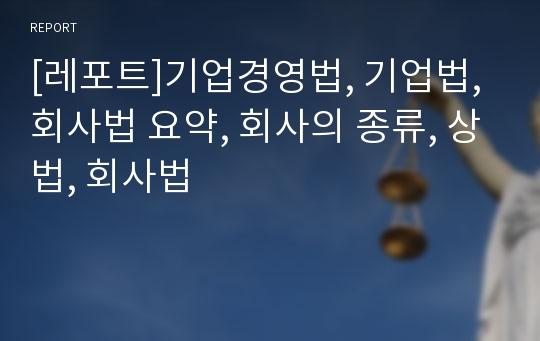 [레포트]기업경영법, 기업법, 회사법 요약, 회사의 종류, 상법, 회사법