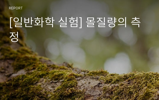 [일반화학 실험] 몰질량의 측정