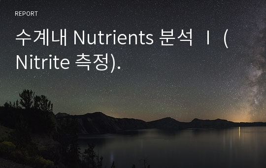 수계내 Nutrients 분석 Ⅰ (Nitrite 측정).