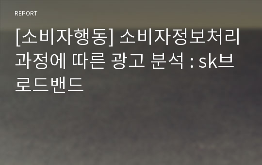 [소비자행동] 소비자정보처리과정에 따른 광고 분석 : sk브로드밴드