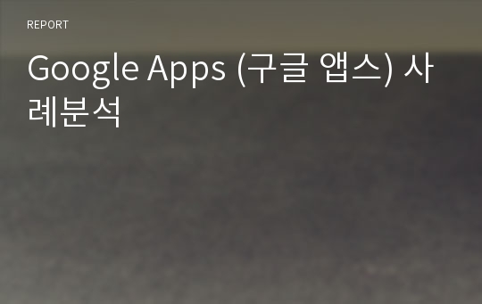 Google Apps (구글 앱스) 사례분석