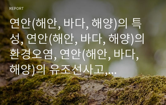 연안(해안, 바다, 해양)의 특성, 연안(해안, 바다, 해양)의 환경오염, 연안(해안, 바다, 해양)의 유조선사고, 연안(해안, 바다, 해양)의 침식, 연안(해안, 바다, 해양)의 정비, 연안(해안, 바다, 해양)의 통합관리