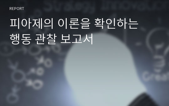 피아제의 이론을 확인하는  행동 관찰 보고서