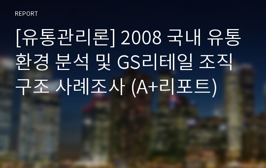 [유통관리론] 2008 국내 유통환경 분석 및 GS리테일 조직구조 사례조사 (A+리포트)