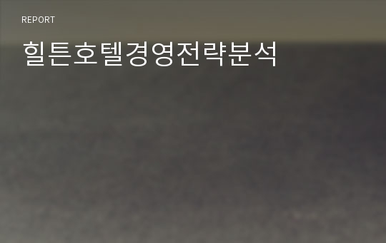 힐튼호텔경영전략분석