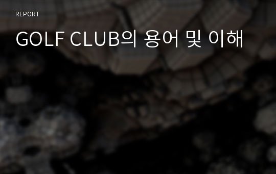 GOLF CLUB의 용어 및 이해