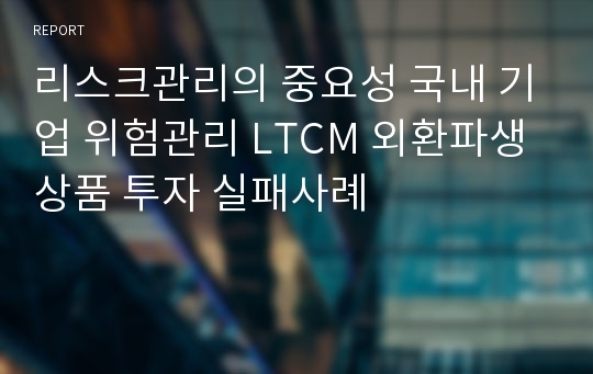 리스크관리의 중요성 국내 기업 위험관리 LTCM 외환파생상품 투자 실패사례