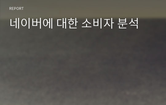 네이버에 대한 소비자 분석