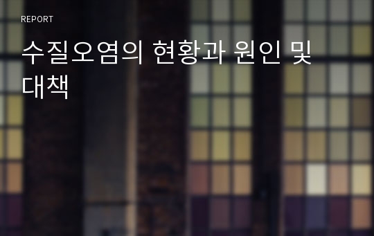 수질오염의 현황과 원인 및 대책