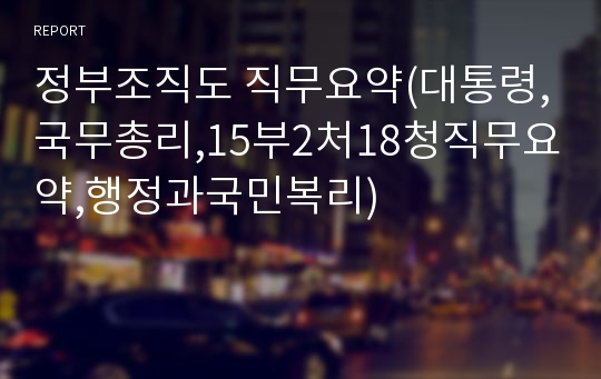 정부조직도 직무요약(대통령,국무총리,15부2처18청직무요약,행정과국민복리)