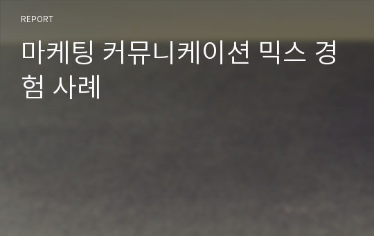 마케팅 커뮤니케이션 믹스 경험 사례