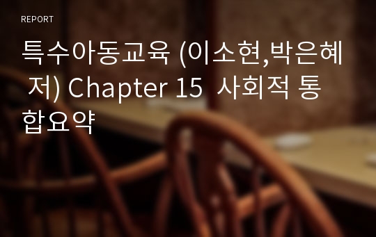 특수아동교육 (이소현,박은혜 저) Chapter 15  사회적 통합요약