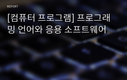 [컴퓨터 프로그램] 프로그래밍 언어와 응용 소프트웨어