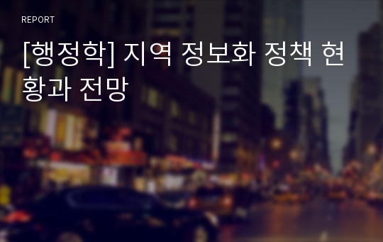 [행정학] 지역 정보화 정책 현황과 전망