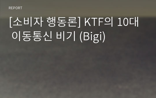 [소비자 행동론] KTF의 10대 이동통신 비기 (Bigi)