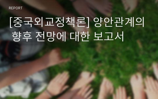 [중국외교정책론] 양안관계의 향후 전망에 대한 보고서