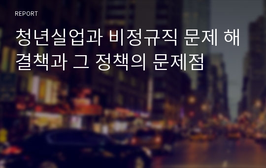 청년실업과 비정규직 문제 해결책과 그 정책의 문제점