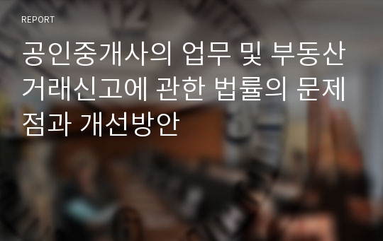 공인중개사의 업무 및 부동산거래신고에 관한 법률의 문제점과 개선방안