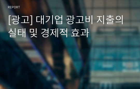 [광고] 대기업 광고비 지출의 실태 및 경제적 효과