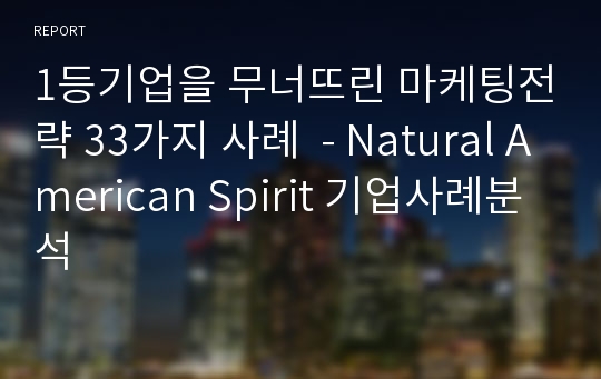1등기업을 무너뜨린 마케팅전략 33가지 사례  - Natural American Spirit 기업사례분석