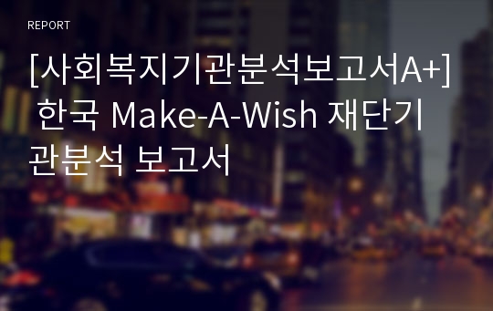 [사회복지기관분석보고서A+] 한국 Make-A-Wish 재단기관분석 보고서