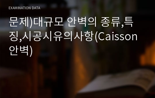 문제)대규모 안벽의 종류,특징,시공시유의사항(Caisson 안벽)